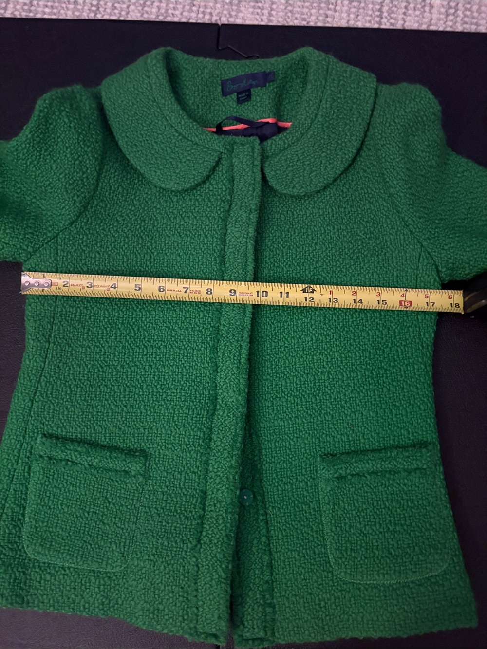 Women's Bright Green Textured Bouclé Jacket - Picture 7 of 8